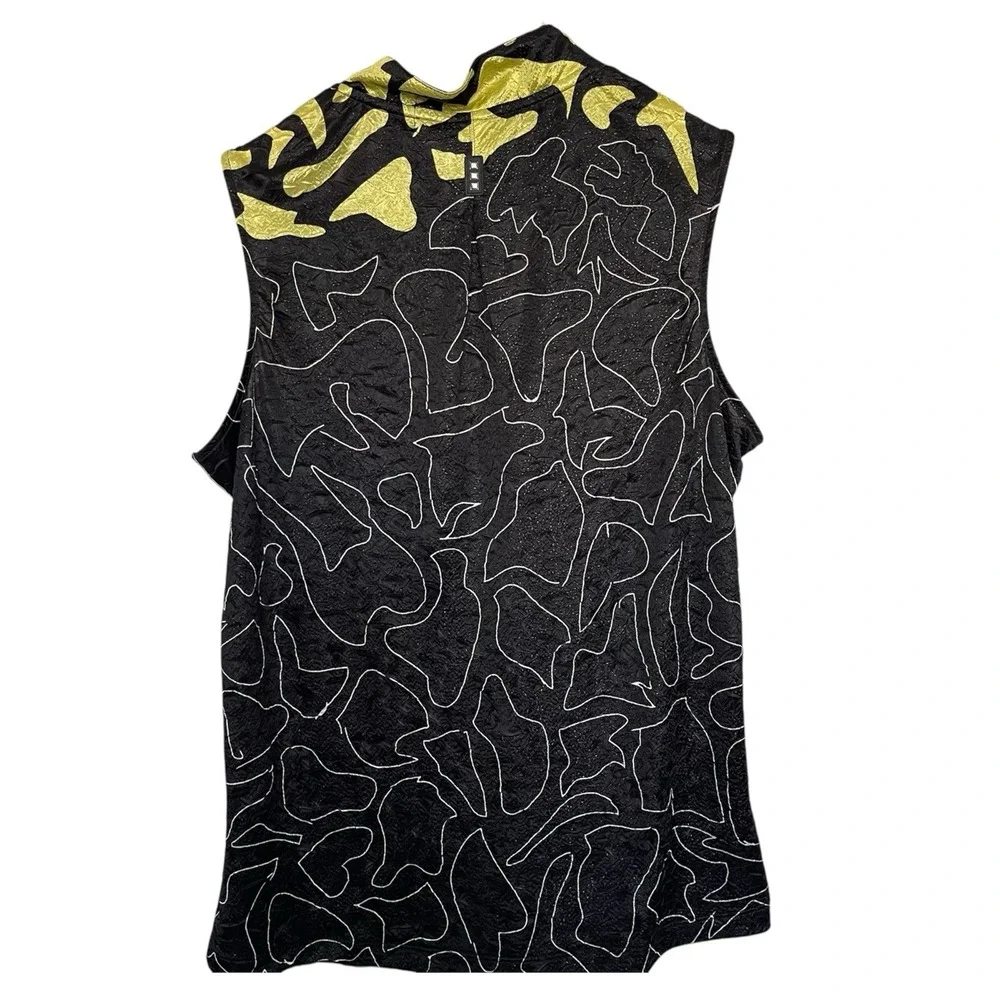 NEW Jamie Sadock‎ Golf Top Womens L Black Yellow Blue Abstract Zip UPF 30 Sporty